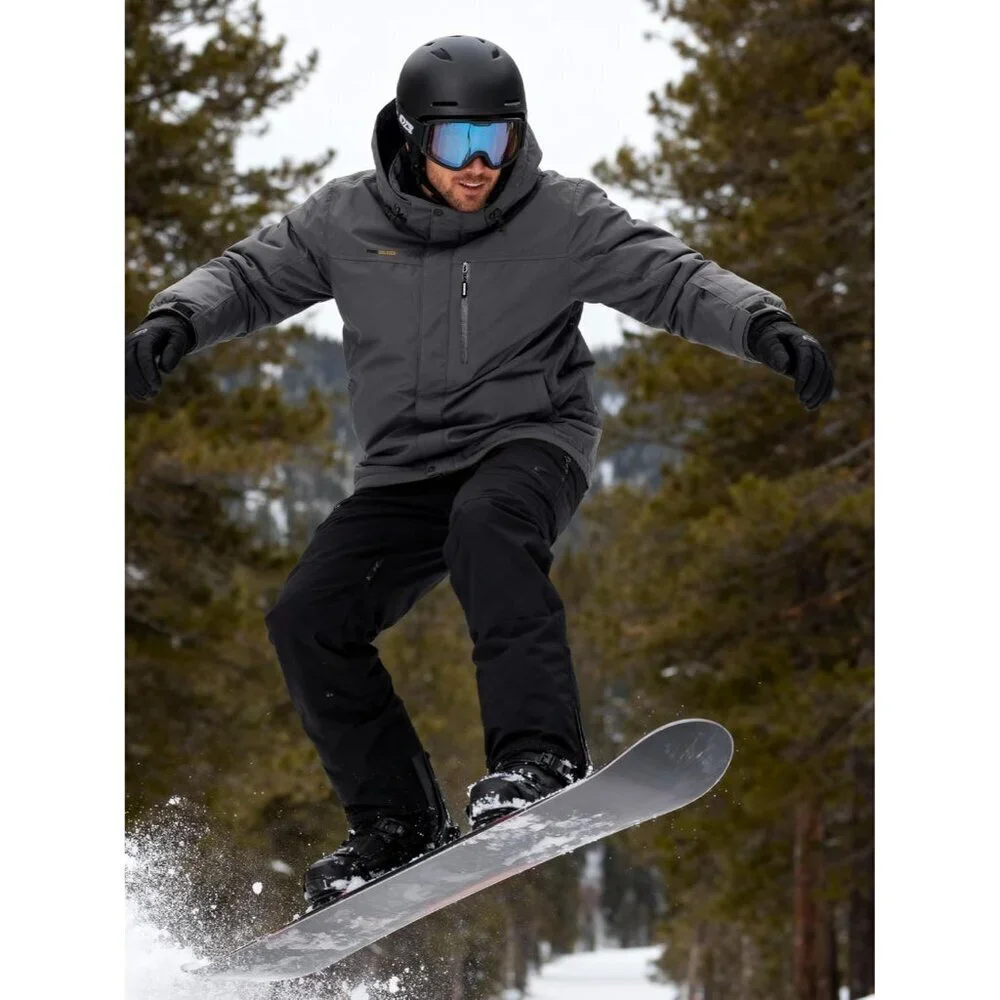 Men's Charcoal Gray Waterproof Ski Snow Fleece Lined Warm Winter Rain Jacket